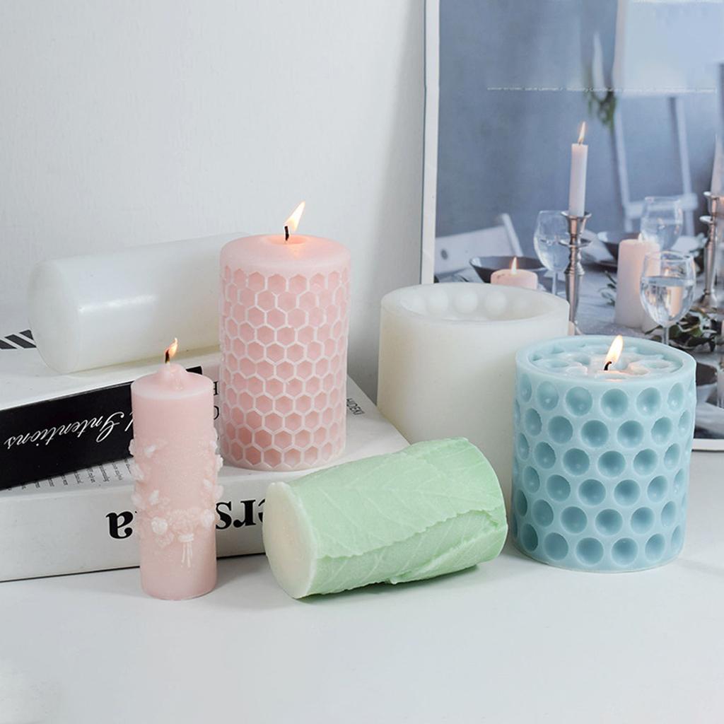 3D Cylinder Honeycomb Candle Mold DIY Silicone Molds for Aromatherapy Candle Making Resin Soap Casting Epoxy Mould Craft