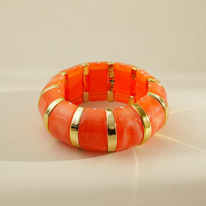 Bohemian Acrylic Elasticity Bracelet Exaggerate Women Simple Geometric Cuff Jewelry  Accessories