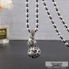 Ethnic Style Good Luck Flower Necklace with Tibetan Silver Longevity Lock Pendant