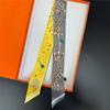 Four Seasons Ladies Twill Silk Scarf with Chain Buckle Decorative Ribbon Bag Strap Wrap Gift Present Accessory