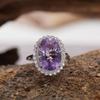 Anello del Tesoro in Argento Sterling S925 Placcato Oro 18K Colore Naturale Anello per Dito Indice di Lusso Leggero Premium Gioielli Energetici Cristallo Giallo Viola Bianco Donna
