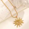 18K Gold-Plated Spiral Sun Pendant Necklace - Women's Elegant, Colorfast, Simple Hollow Choker