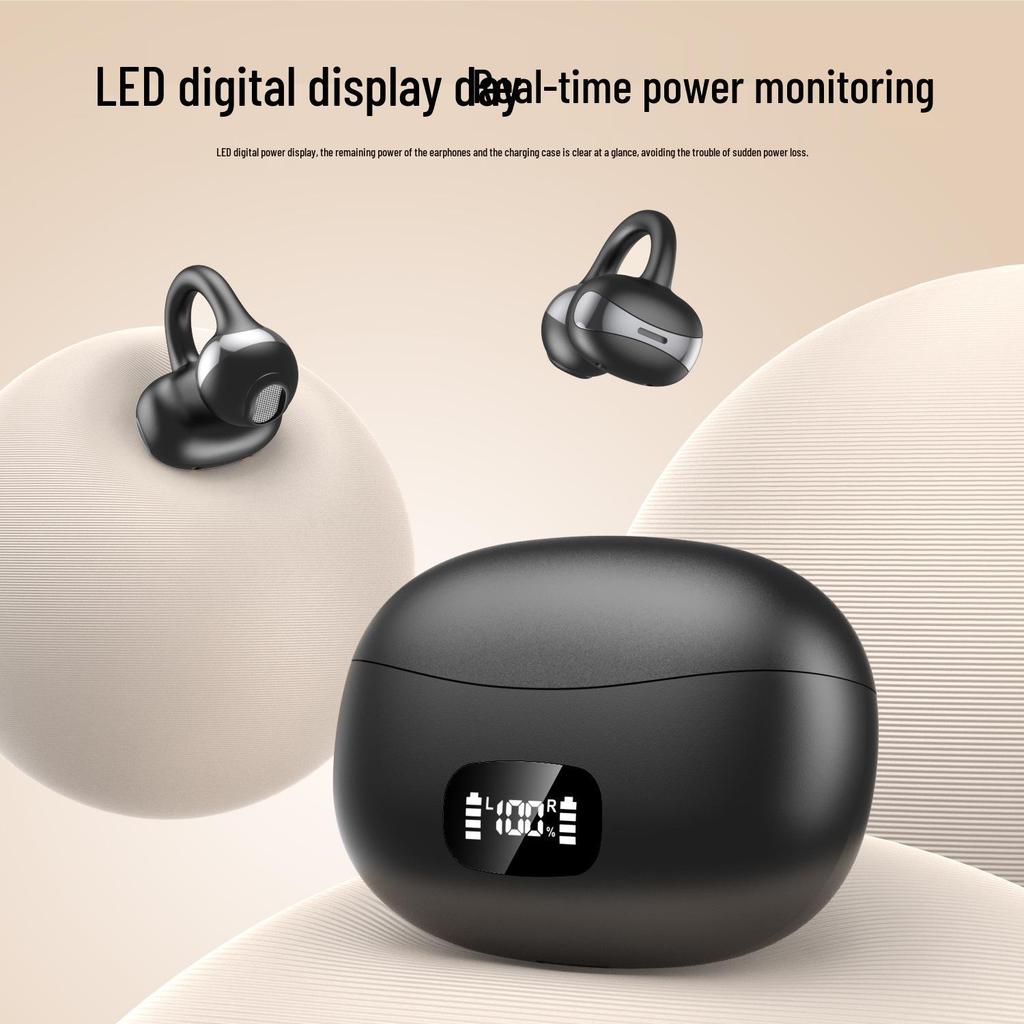 Huaqiangbei 2025 True Wireless Ear Clip Bluetooth Headphones - Ultra-Long Battery Life, Pain-Free Design.