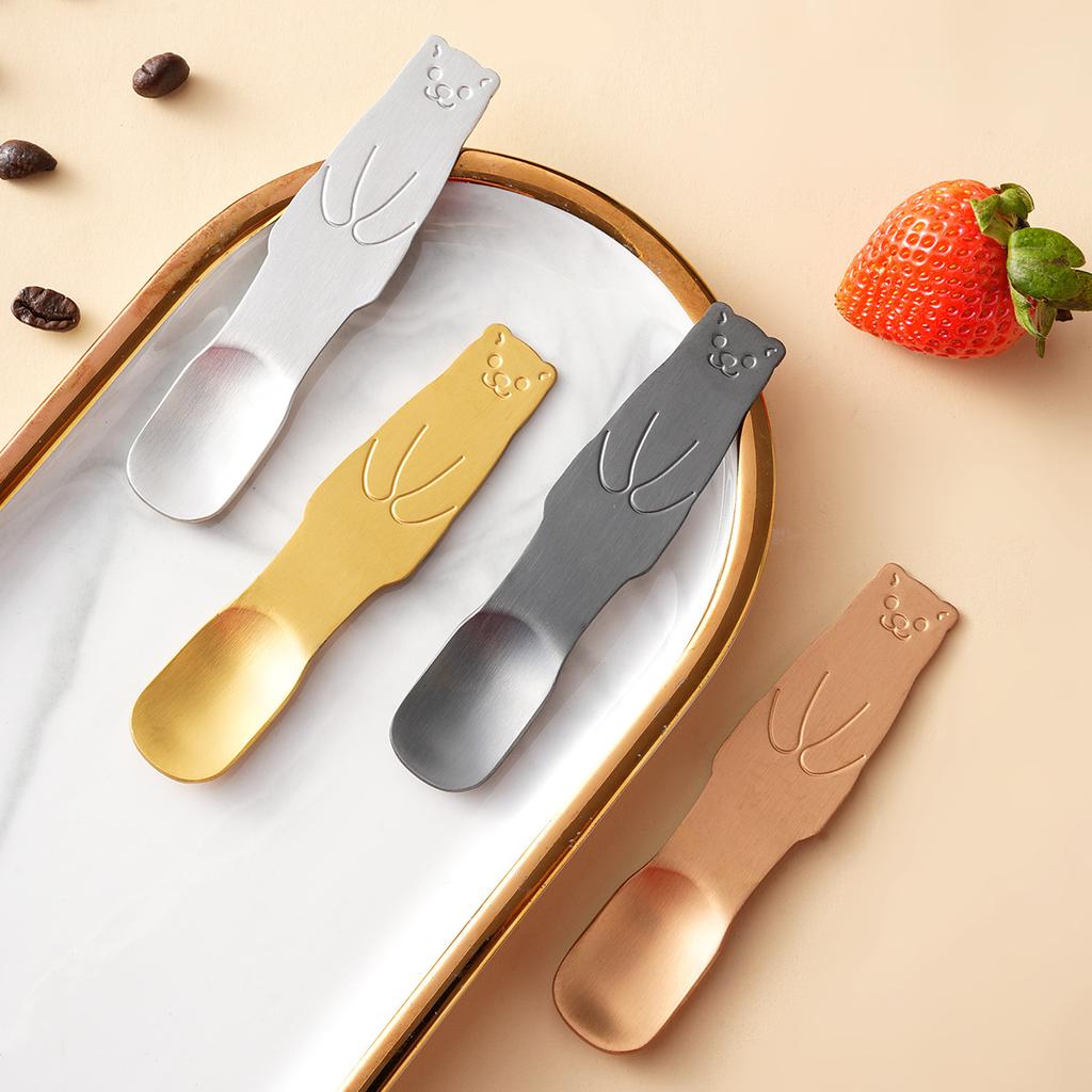 304 Stainless Steel Ice Cream Spoon Creative Cute Bear Dessert Small Spoon Children's Sugar Spoons Tableware mini spoons