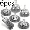 6pcs Professional Carbon Steel Wire Brush Drill Bits -Hex Shaft, Rust Removal Attachments, Cup Brushes for Cleaning and Polishing, Cleaning Tools