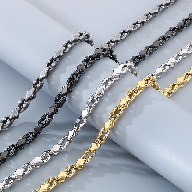 Kalen Punk Stainless Steel Melon Seed Chain Necklace Bracelet Accessories for Men Women Fashion Jewelry Sweater Necklace