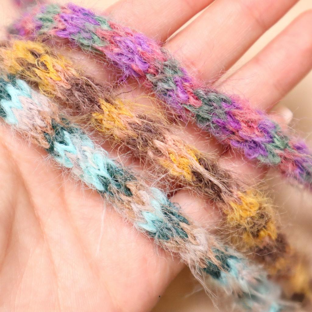 Colorful Striped Plush Rope Cat Teasing Stick Toy Knitting Wool Pet Toys