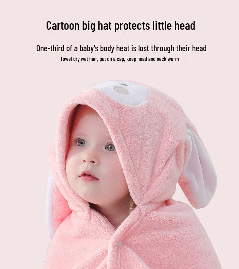 Children's Hooded Coral Fleece Bathrobe - Soft, Absorbent Cape Towel for Boys & Girls.