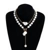 Accessories Baroque Special-Shaped Pearl Pendant Collarbone Chain Women'S Retro Design Double-Layer Necklace Jewelry