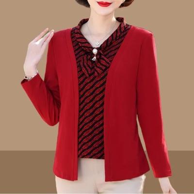 Nuevos Jerséis de Punto para Mujer de Primavera y Otoño Cuello Redondo Patchwork Moda Color Sólido Rayado Elegante Sueltos de Manga Larga