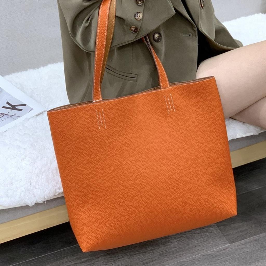 2026 New Guangzhou Factory Double-sided Leather Shopping Bag First Layer Cowhide Tote Bag Genuine Leather Women's Bag Mommy Big Bag