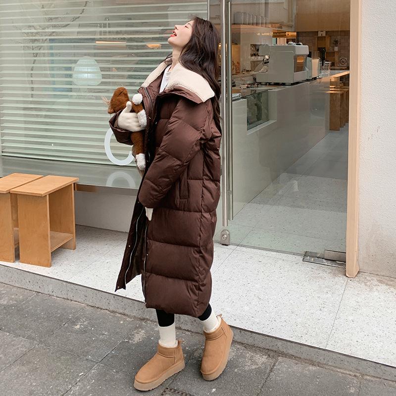 

Yi Xi 2024 Women s Long Winter Down Jacket with Thick Lambskin Collar S [85-105 jin]