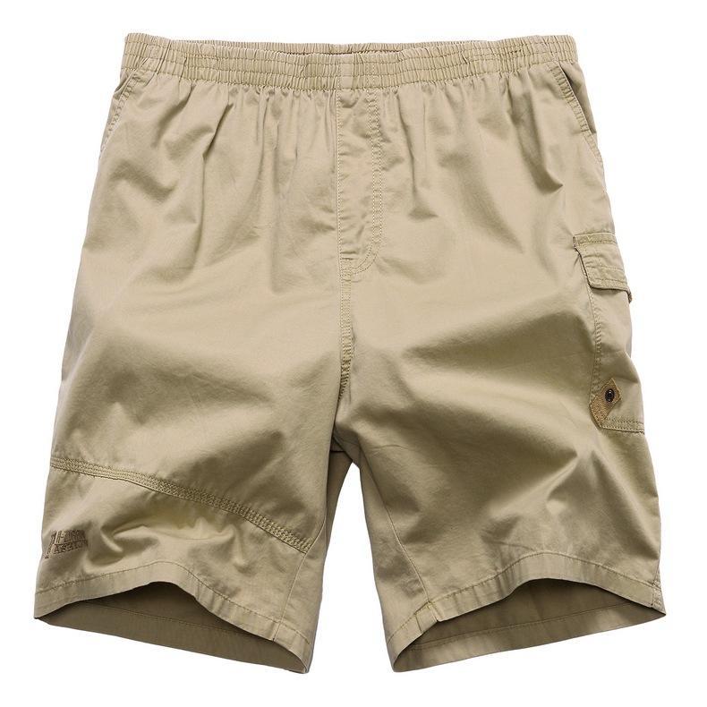 Men's Shorts Casual Cotton Button Elastic Waist Summer Beach Vacation Shorts with Multi-Pocket
