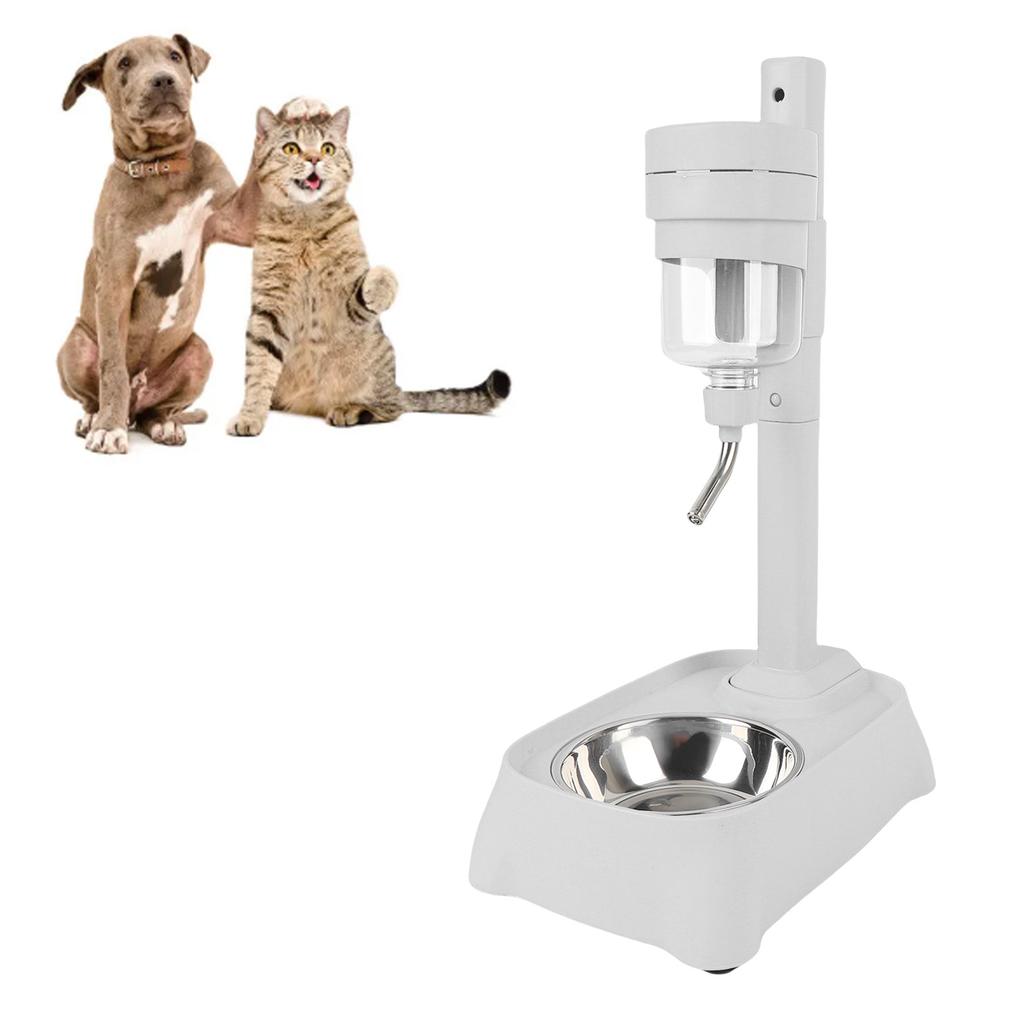 Stående vattendispenser för husdjur med skål i rostfritt stål, hög höjd, katt, hund, vattenmatare, automatisk vattendispenser för husdjur, 500 ml