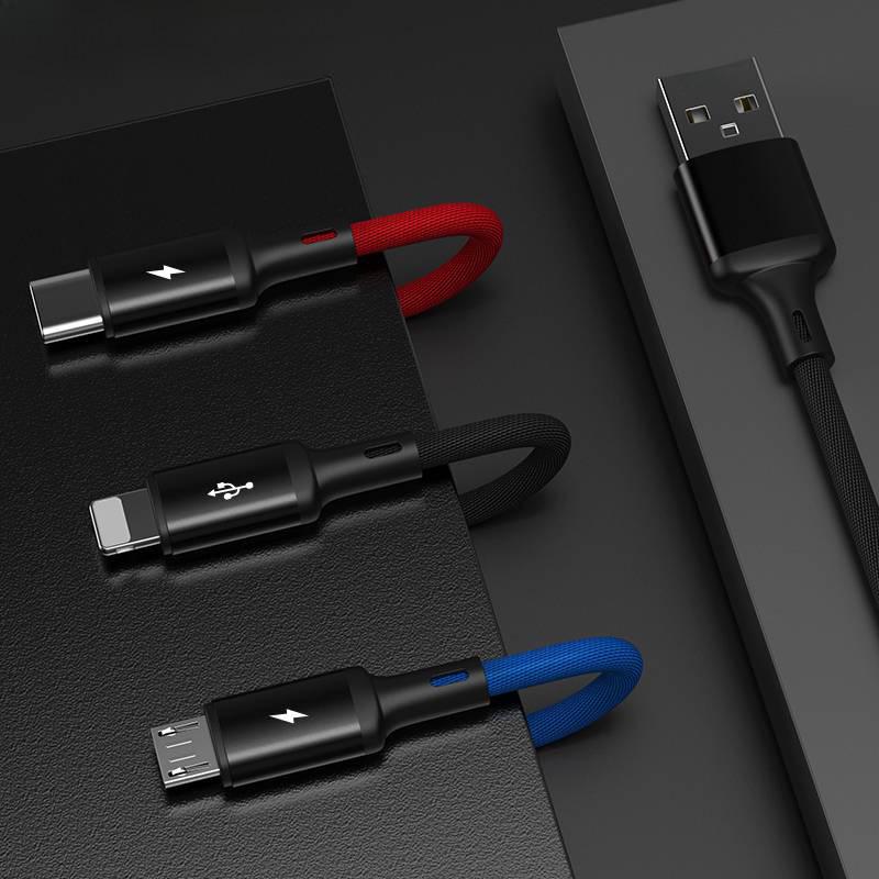 PISEN 3-in-1 Fast Charging Cable - Compatible with Apple, Huawei, Android, Type-C Devices