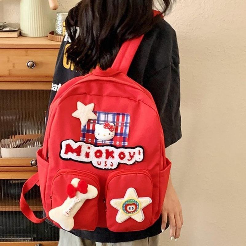 New Versatile Elementary School Backpack Women's Red Cute Cat Soft Girl Student Backpack Niche Star School Bag