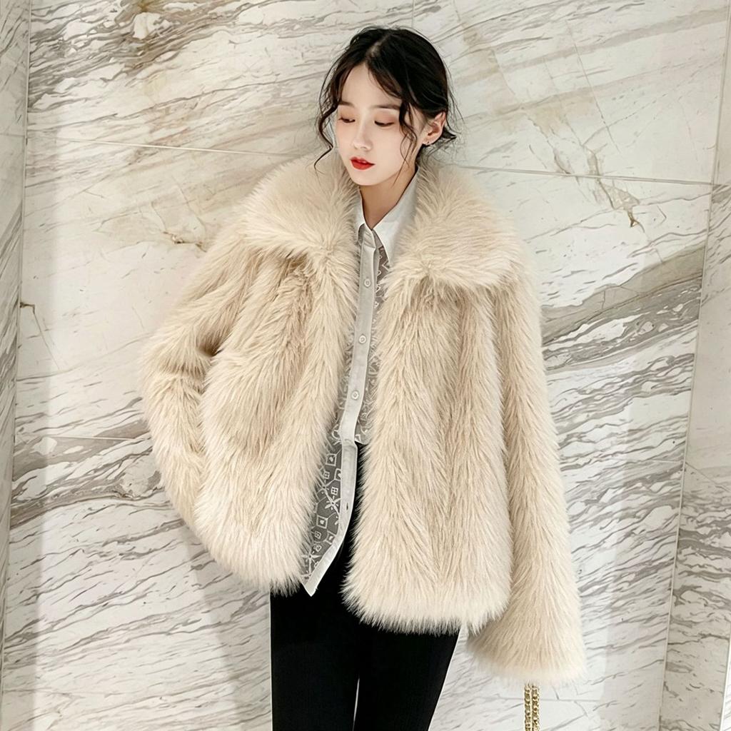 Autumn and winter new imitation fox fur environmentally friendly light thickened short coat jacket padded short