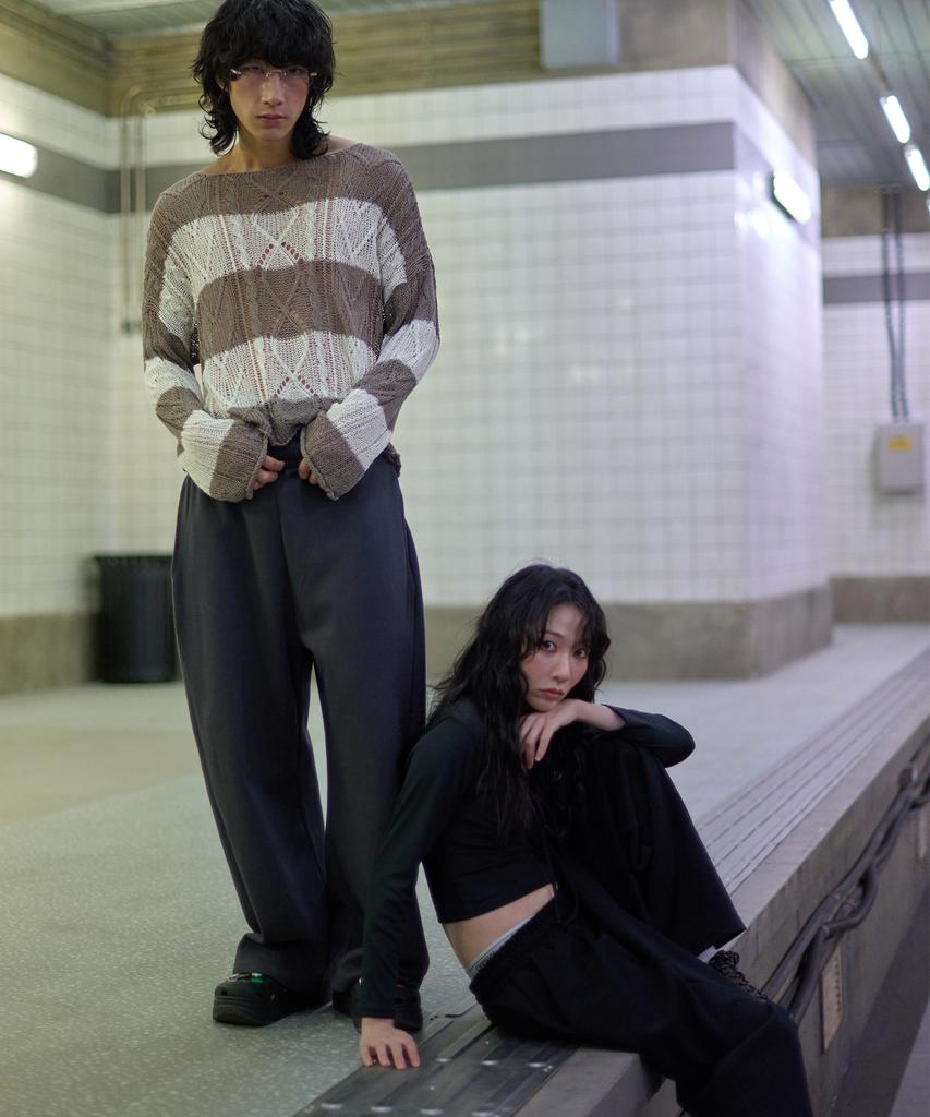 Peideomeonteu [2Pack] Side-Puck Sweat Wide Pants 3 Colors (C Type)