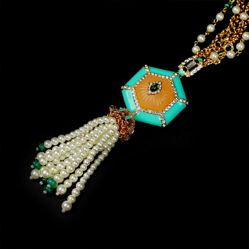 Elegant Multilayer Pearl Tassel Earring & Necklace Set for Women
