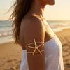 Bohemian Metal Starfish Cuff Bracelets for Women Punk Gold Color Conch Shell Opening Adjustable Arm Bracelet Beach Party Jewelry