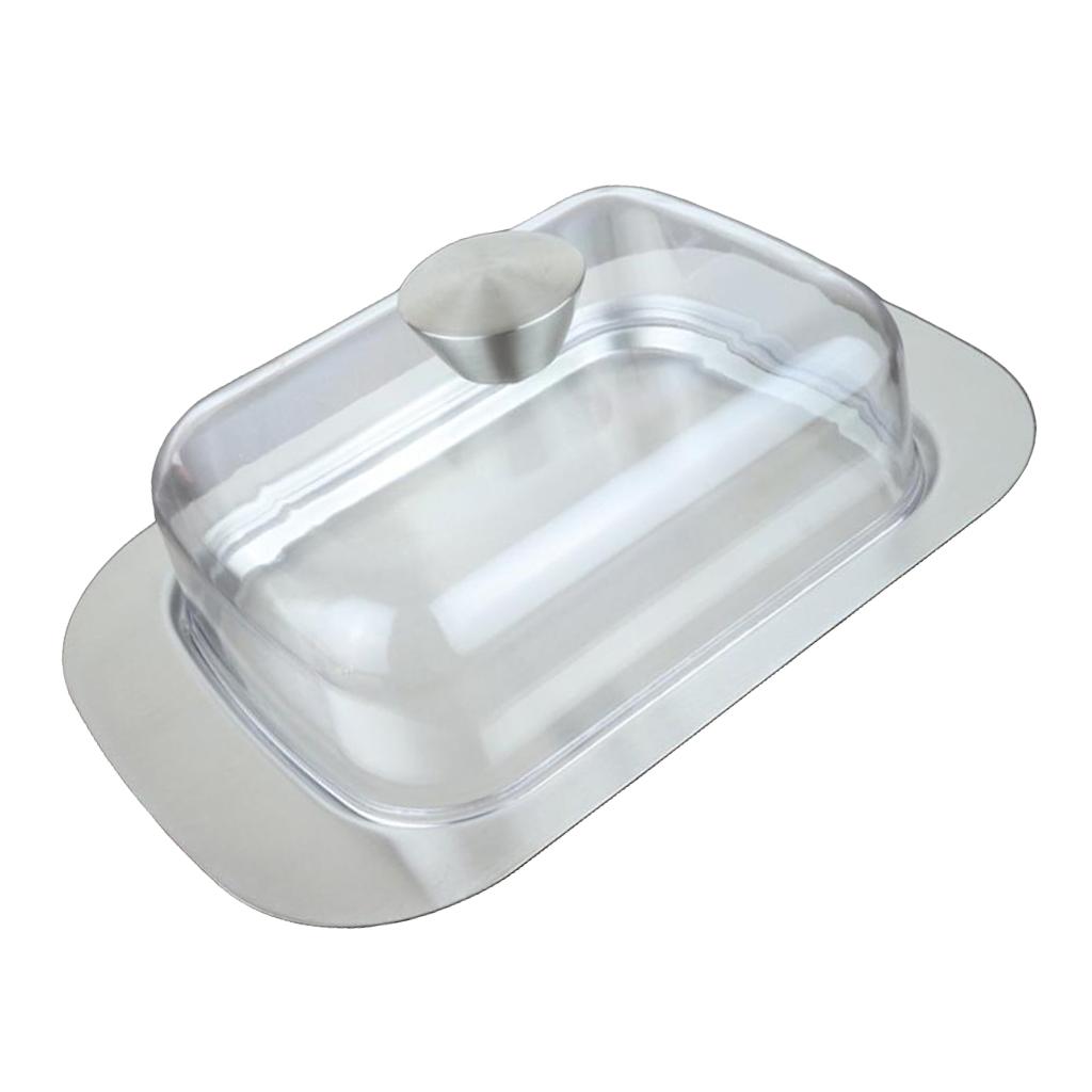 Stainless Steel Butter Dish Cake Dessert Bread Serving Tray Buffet Food Container Furit Salad Steak Storage Box with Cover