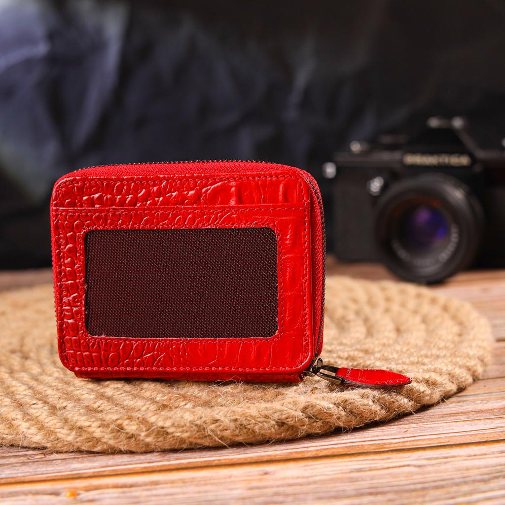 Original Women's Purse Made of Genuine Textured Leather CANPELLINI Wallet 21489 Red