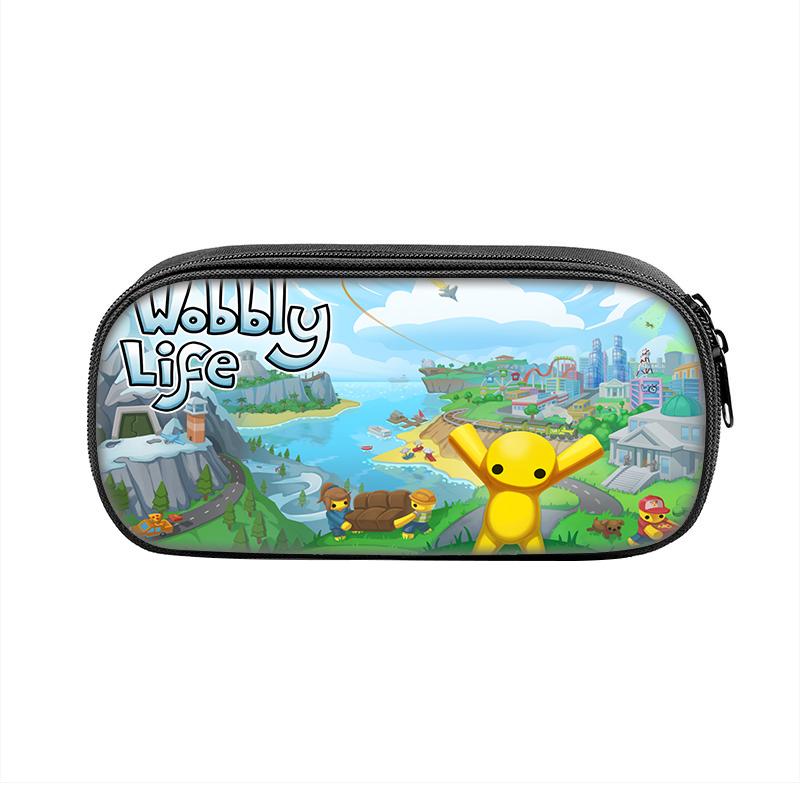 Wobbly Life Pencil Cases Fun Cartoon Anime Pen Box Bag for Student Big Capacity School Supplies Zipper Pencilcases