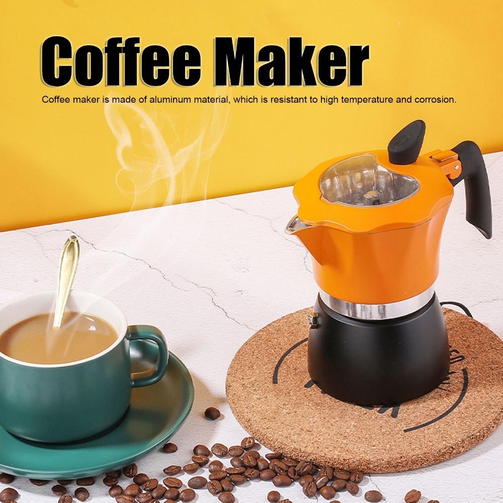 

Aluminum Italian Coffee Maker Visible Flip Glass Lid Moka Coffee Maker Coffee Maker Camp Use