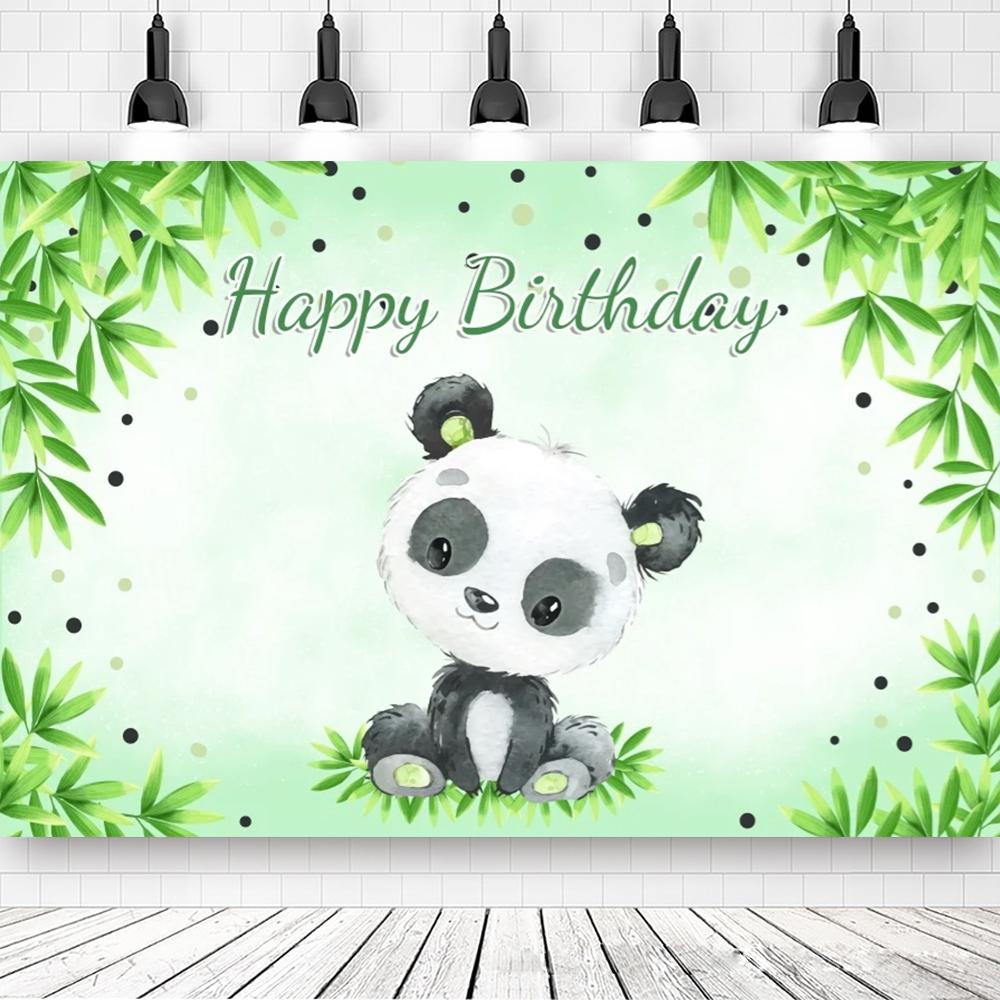 Panda Narozeninová Party Bambusový Kreslený Plakát vlastní Dětský Novorozený Portrét Fotografie Pozadí Fotografie Foto Booth Foto Studio
