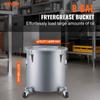 Fryer Grease Bucket, 8 Gal Oil Disposal Caddy with Caster Base, Carbon Steel with Rust-Proof Coating, Oil Transport Container with Lid, Lock Clips,
