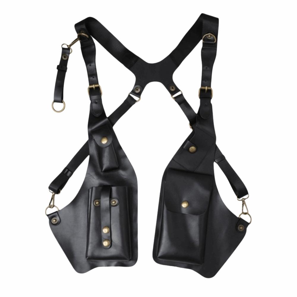 

PU Leather Steampunk Shoulder Harness Bag Retro Mobile Phone Purse Sports Events чорний