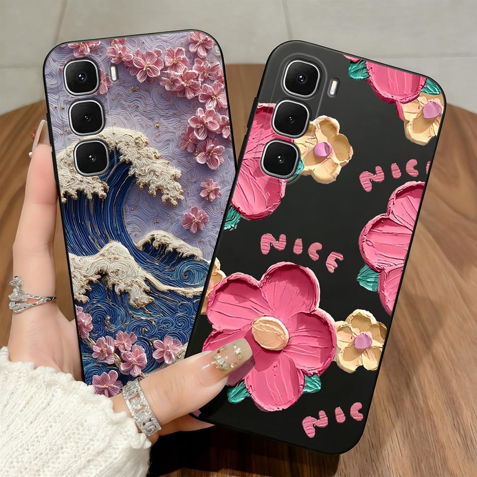For Infinix Hot 60 50 Pro Plus 60i 50i 40i 30i 20i 20S Hot 20 30 Play 4G 5G Phone Case Lily Floral Matte Shockproof Soft Funda