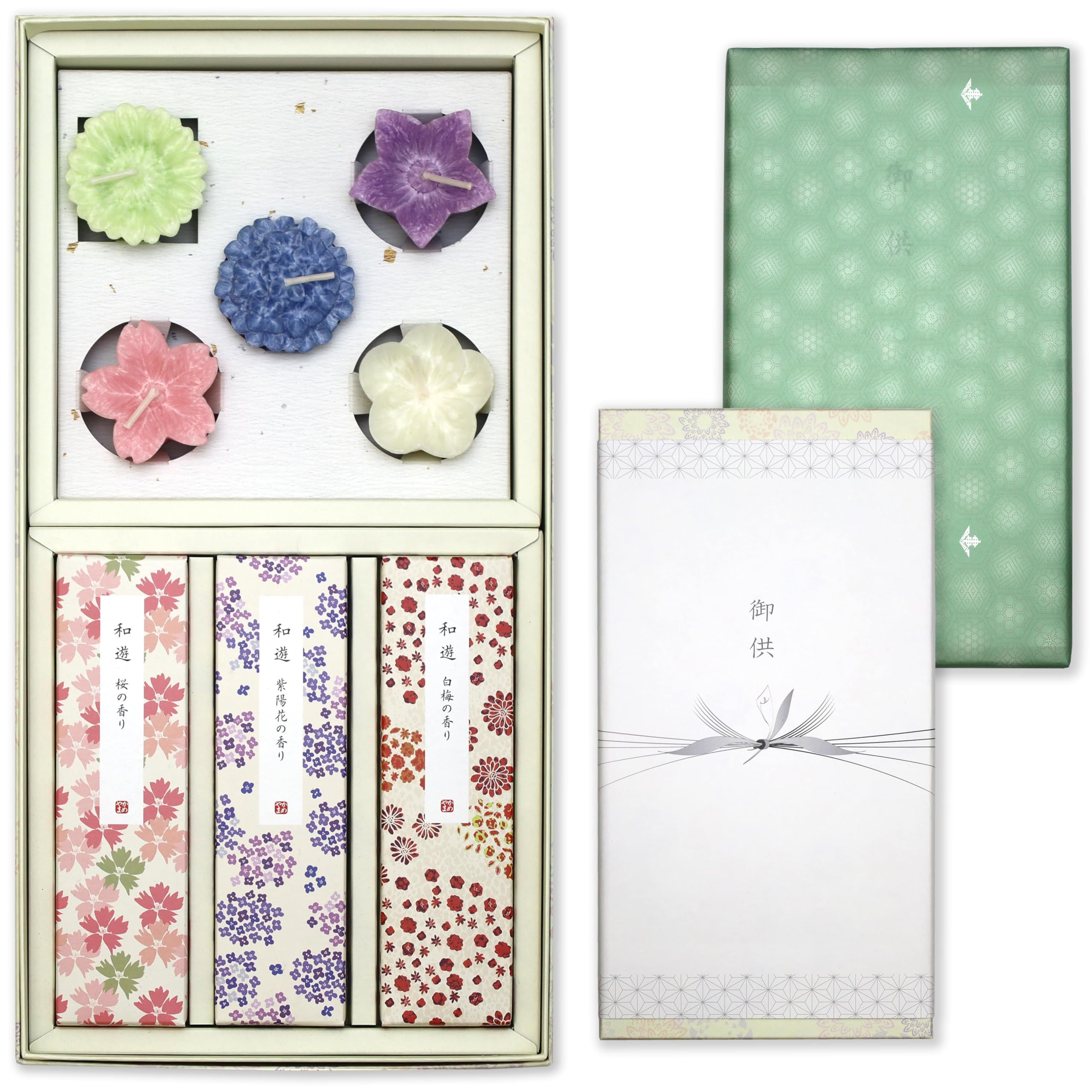 

A gentle mourning postcard, obituary, or gift. Includes a gift tag, three Wayu flavors, and a candle. A gentle, natural fragrance. A gentle, elegant