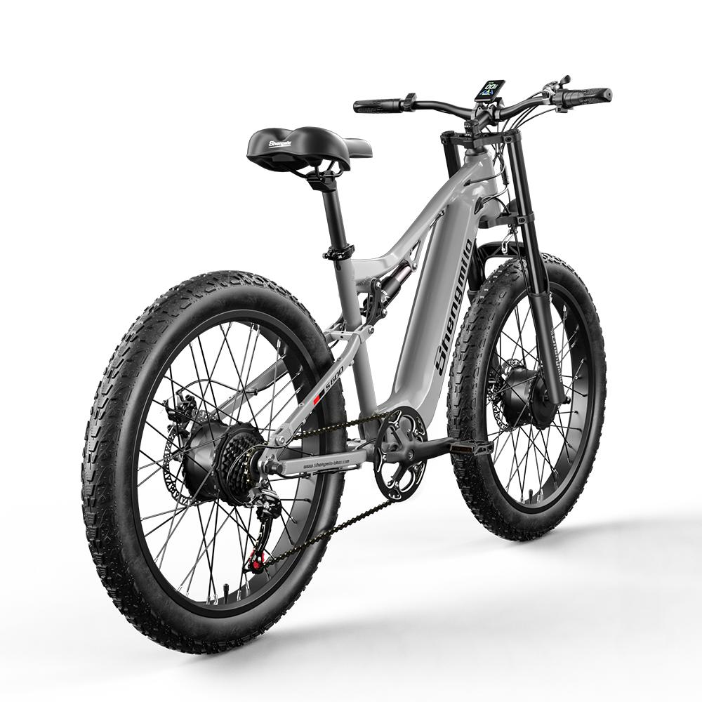 Shengmilo S600 Electric Bike 2000W Dual Motor, 17.5AH Samsung Battery, 7-Speed, Fat Tire 26x3.0, Hydraulic Brake, Matte Grey
