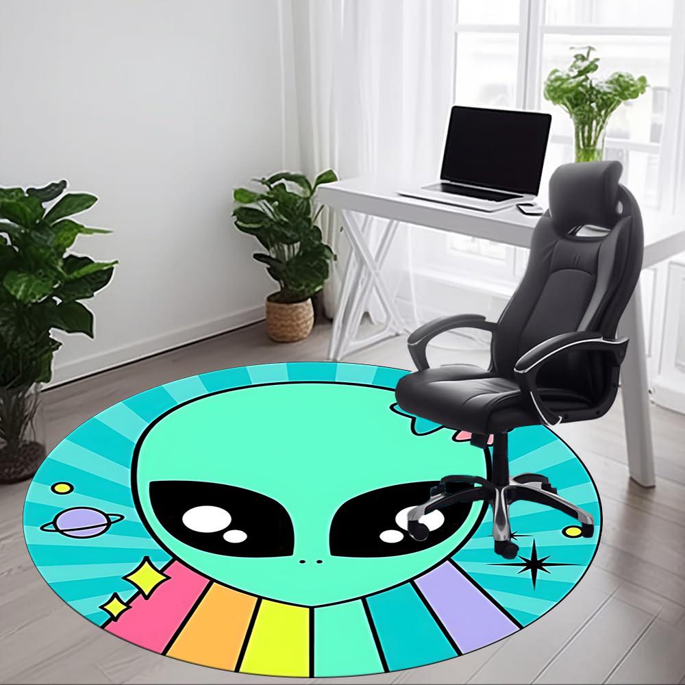 1PC Alien Sticker Chair Carpet for Office, Indoor Non-Slip Washable Carpet, Soft Comfortable Mat For Office Room yy250930169