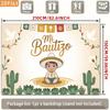 2D Mi Bautizo Photography Backdrop, Neutral Beige Cactus and Dove Baptism Background