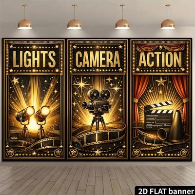 2D Oscar Themed Backdrop Cinema Clapperboard Photography Banner