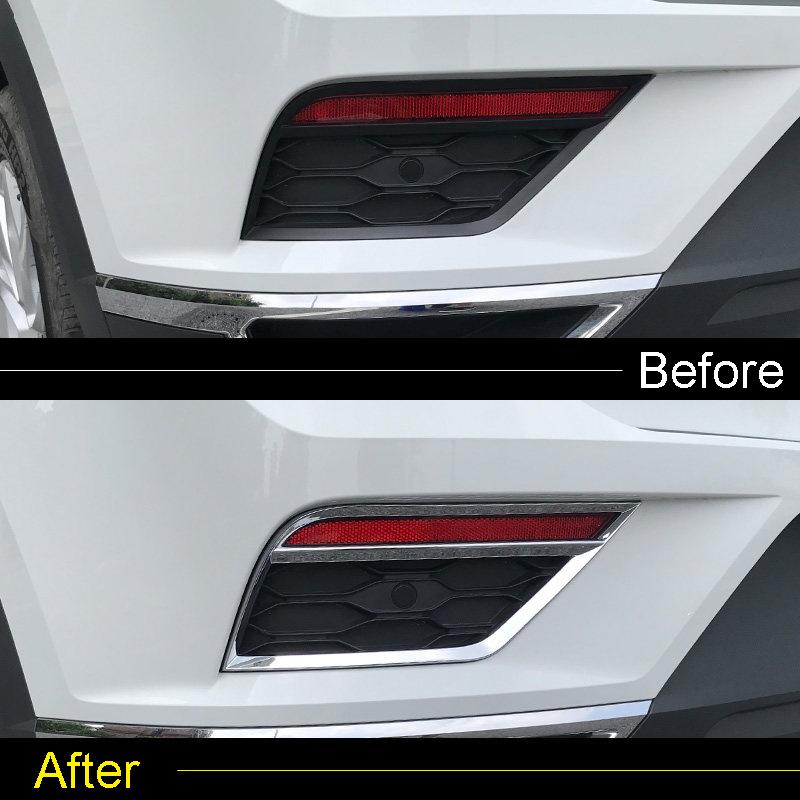 Car Styling Accessories For VW Volkswagen T-ROC 2017-2018 ABS Chrome Rear Tail Fog Light Lamp Cover Trim Foglight Strip Cover