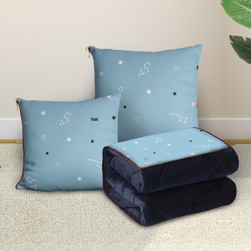 Custom Cartoon Plush Throw Pillow Blanket with Fleece Lining