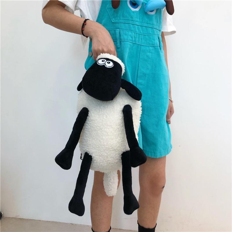 Cute Sheep Plush Backpack For Daily Use