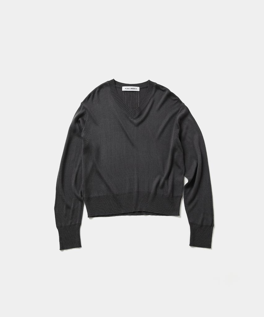 Laikeueomojeu Line V-Neck Knit_Charcoal