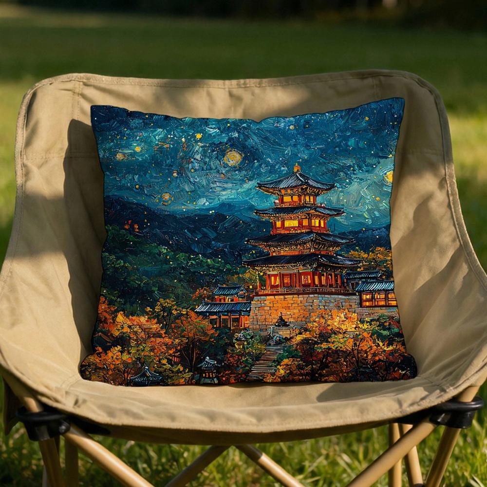 Korea Foguo Temple Cushion Cover Soft Reversible  Durable Pillow Cover  MultiScene Use for Home  Car Daily Comfort