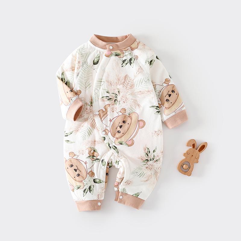 Herbst Winter Gesteppter Neugeborenen Strampler - Weicher Baumwoll-Overall für Babys, Leichtgewicht 40g, Knochenloses Design für bequemes Krabbeln