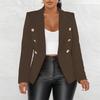 Black Women Blazers Turn Down Collar Long Sleeve Single Breated Slim Fit Button Up Causal Office Work Jackets for Ladies