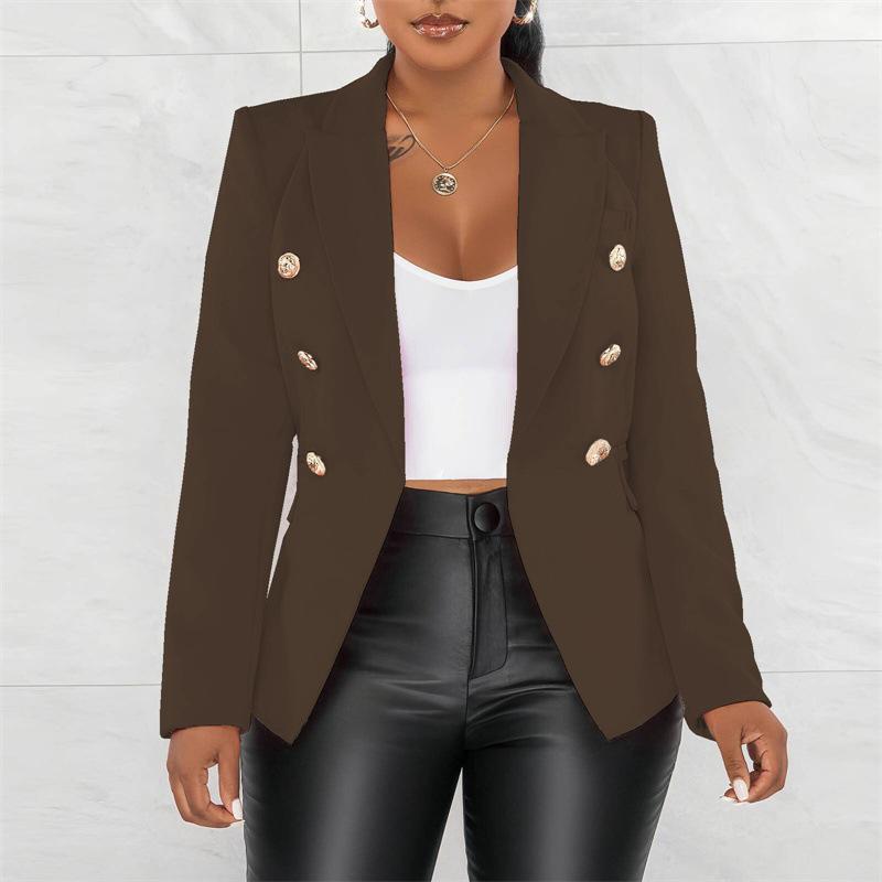 Black Women Blazers Turn Down Collar Long Sleeve Single Breated Slim Fit Button Up Causal Office Work Jackets for Ladies