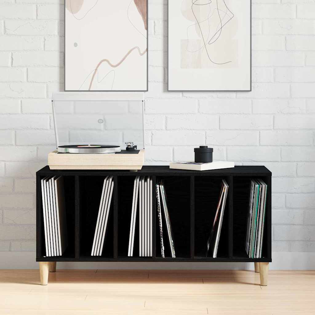 Vinyl Record Cabinet Black Oak Effect 100 x 38 x 48 cm