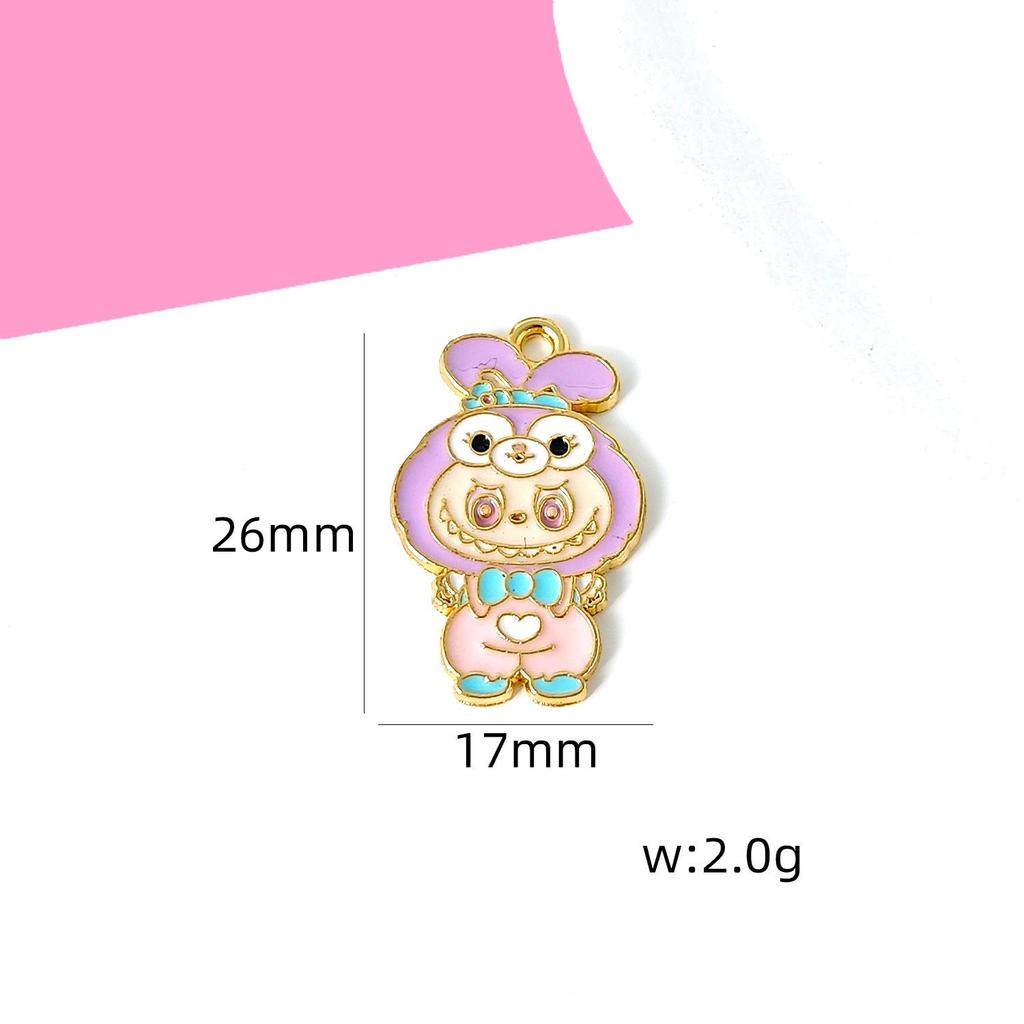Cartoon Labubu Alloy Pendant: DIY Keychain, Necklace, Mobile Charm