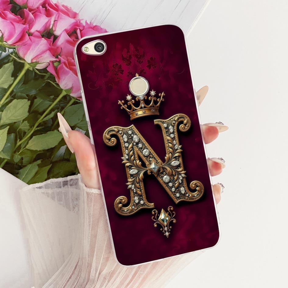 For Huawei P8 P9 Lite 2017 Case PRA-TL10 Luxury Initial Letter Soft Silicone Cover For Honor 8 Lite PRA-LX1 Nova Lite 2017 Shell