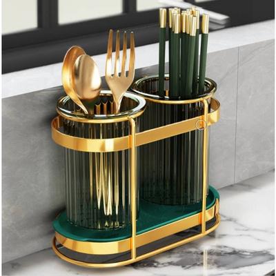 Arbol Premium Luxus Leichtgewicht Besteckhalter Smaragdgold, 1 Stück, Goldgrün, Koreanisches beliebtes Geschirr