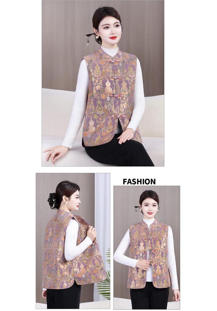 2026 Women's Retro Chinese Frog Button Vest for Spring and Autumn – Ideal for Middle-Aged and Elderly